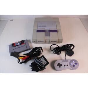 Super Nintendo SNES Control Deck Console System, Cords, 2 Controllers, 1 game